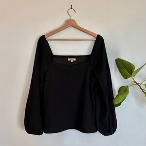 Madewell Crepe Square-Neck Puff-Sleeve Top